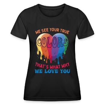 LGBT Zitat Eltern - Frauen Funktions-T-Shirt - Schwarz - Vorne - AI Model Female 172 light (172cm)