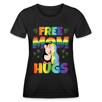 Kostenlose Mama-Umarmungen | Pride Month | LGBT - Frauen Funktions-T-Shirt - Schwarz - Vorne - AI Model Female 172 light (172cm)