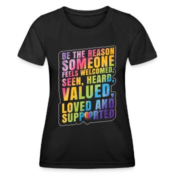 LGBTQ-| LGBT-| unterstützen Pride-Monat - Frauen Funktions-T-Shirt - Schwarz - Vorne - AI Model Female 172 light (172cm)