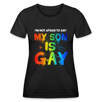 Mein Sohn ist schwul - Frauen Funktions-T-Shirt - Schwarz - Vorne - AI Model Female 172 light (172cm)