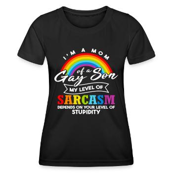 Maman d’un fils gay | Mois de la fierté - T-shirt sport Femme - noir - Devant - AI Model Female 172 light (172cm)