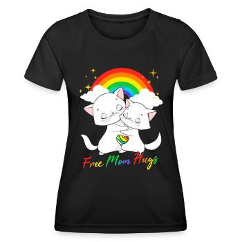 Kostenlose Mama-Umarmungen | Katzen | LGBT-| Pride-Monat - Frauen Funktions-T-Shirt - Schwarz - Vorne - AI Model Female 172 light (172cm)