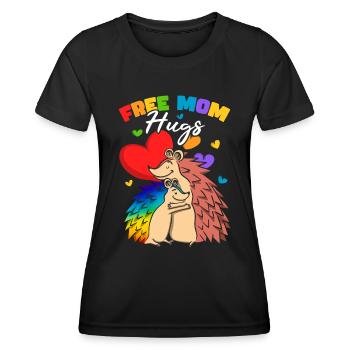 Kostenlose Mama-Umarmungen | Pride Month | Schwule Community - Frauen Funktions-T-Shirt - Schwarz - Vorne - AI Model Female 172 light (172cm)