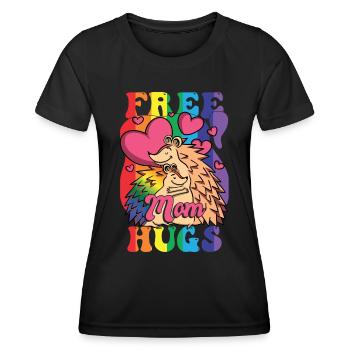 Maman gratuite embrasse le mois de la fierté lesbienne gay - T-shirt sport Femme - noir - Devant - AI Model Female 172 light (172cm)