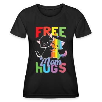 Cat LGBT Mom Free Mom Hugs Pride Month - T-shirt sport Femme - noir - Devant - AI Model Female 172 light (172cm)