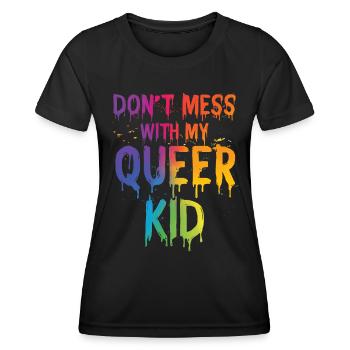 LGBTQ | Ne plaisante pas avec mon enfant queer - T-shirt sport Femme - noir - Devant - AI Model Female 172 light (172cm)