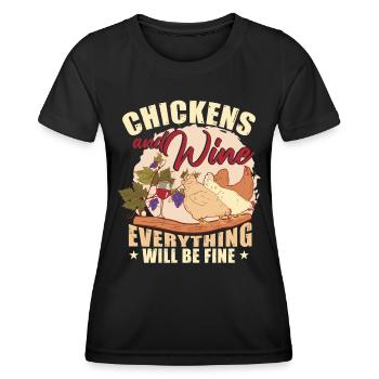 Poulets et vin Tout ira bien - T-shirt sport Femme - noir - Devant - AI Model Female 172 light (172cm)