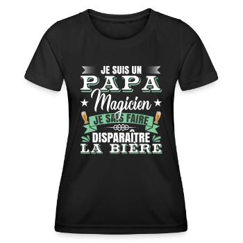 Fête Des Père Cadeau | Je Suis Un Papa Magicien - T-shirt sport Femme - noir - Devant - AI Model Female 172 light (172cm)