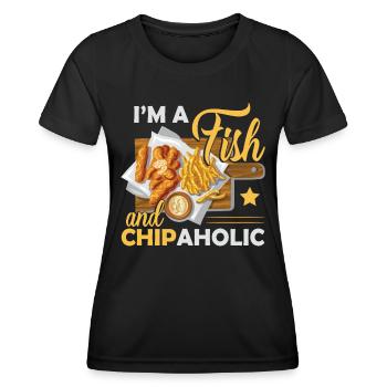 I'm A Fish And Chipaholic - Women's Functional T-Shirt - black - Front - AI Model Female 172 light (172cm)