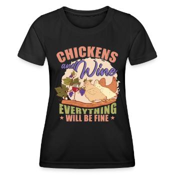 Funny Wine Chicken Farming - Women's Functional T-Shirt - black - Front - AI Model Female 172 light (172cm)