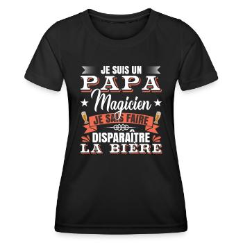 Papa Humour Bière - T-shirt sport Femme - noir - Devant - AI Model Female 172 light (172cm)
