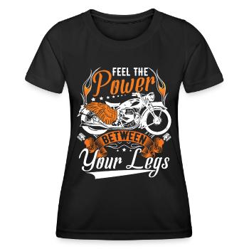 Drôle de moto hommes motard motard - T-shirt sport Femme - noir - Devant - AI Model Female 172 light (172cm)