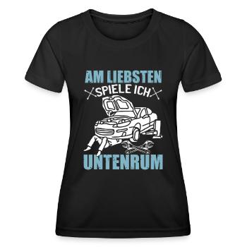Humor Männer Mechaniker Auto - Frauen Funktions-T-Shirt - Schwarz - Vorne - AI Model Female 172 light (172cm)
