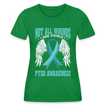 Nicht alle Wunden sind sichtbar | PTBS-Bewusstsein - Frauen Funktions-T-Shirt - Kelly Green - Vorne - AI Model Female 172 dark (172cm)