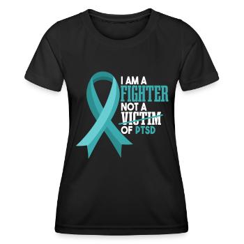 Je suis un combattant | Guerrier du SSPT - T-shirt sport Femme - noir - Devant - AI Model Female 172 light (172cm)