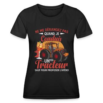 Ne me dérangez pas quand je conduis un tracteur - T-shirt sport Femme - noir - Devant - AI Model Female 172 light (172cm)