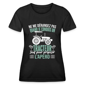Tracteur Apéro Humour - T-shirt sport Femme - noir - Devant - AI Model Female 172 light (172cm)