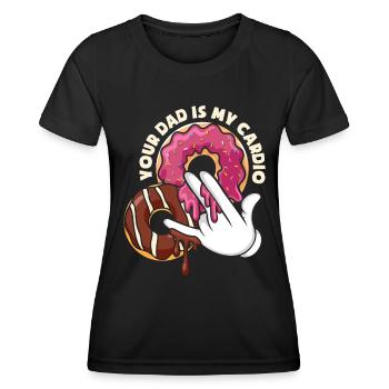 Ton père est mon beignet cardio drôle - T-shirt sport Femme - noir - Devant - AI Model Female 172 light (172cm)