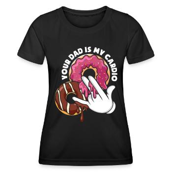 Ton père est mon cardio meme adulte drôle - T-shirt sport Femme - noir - Devant - AI Model Female 172 light (172cm)