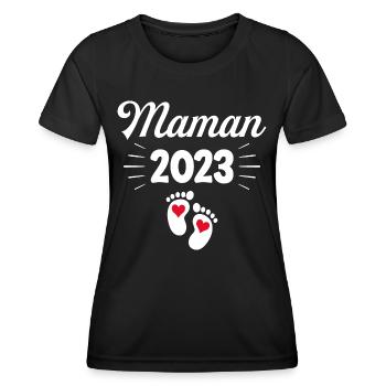Grossesse Femme Enceinte - Future Maman 2023 - T-shirt sport Femme - noir - Devant - AI Model Female 172 light (172cm)