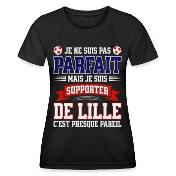 Supporter Football Lille Foot Fier Lillois - T-shirt sport Femme - noir - Devant - AI Model Female 172 light (172cm)