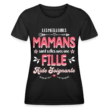 Meilleure Maman Avec Fille Aide Soignante - T-shirt sport Femme - noir - Devant - AI Model Female 172 light (172cm)