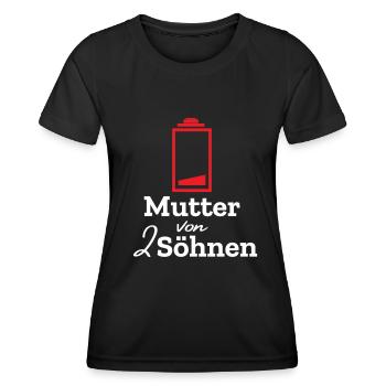 Muttertag Mama von 2 Söhnen Geschenk Mutter Jungs - Frauen Funktions-T-Shirt - Schwarz - Vorne - AI Model Female 172 light (172cm)
