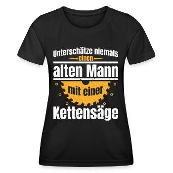 Unterschätze alten Mann Kettensäge Förster - Frauen Funktions-T-Shirt - Schwarz - Vorne - AI Model Female 172 light (172cm)