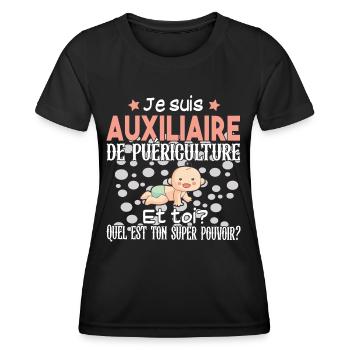 Auxiliaire Puériculture Puéricultrice Métier - T-shirt sport Femme - noir - Devant - AI Model Female 172 light (172cm)
