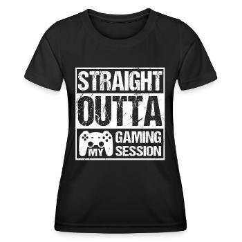 Gaming Straight outta my gaming session Gamer - Frauen Funktions-T-Shirt - Schwarz - Vorne - AI Model Female 172 light (172cm)