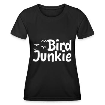 Bird Junkie - Bird Nerd - Vogelbeobachtung - Frauen Funktions-T-Shirt - Schwarz - Vorne - AI Model Female 172 light (172cm)