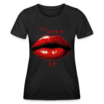 Glänzende rote Verführung - Frauen Funktions-T-Shirt - Schwarz - Vorne - AI Model Female 172 light (172cm)