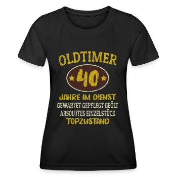 40 Jähriges Dienstjubiläum Firmenjubiläum Oldtimer - Frauen Funktions-T-Shirt - Schwarz - Vorne - AI Model Female 172 light (172cm)