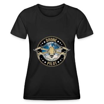 Pilote Drone Drone Quadcopter fpv drone pilote - T-shirt sport Femme - noir - Devant - AI Model Female 172 light (172cm)