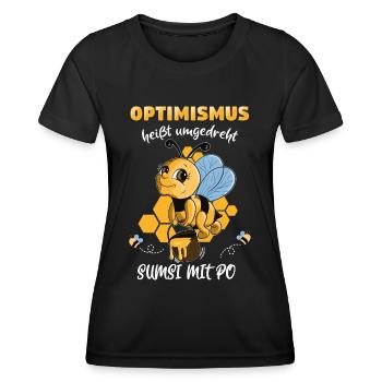 Optimismus heißt umgedreht SUMSI MIT PO Bienen - Frauen Funktions-T-Shirt - Schwarz - Vorne - AI Model Female 172 light (172cm)