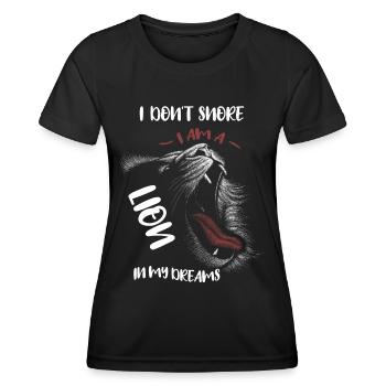 Ronflement drôle disant que je ne ronfle pas le lion - T-shirt sport Femme - noir - Devant - AI Model Female 172 light (172cm)