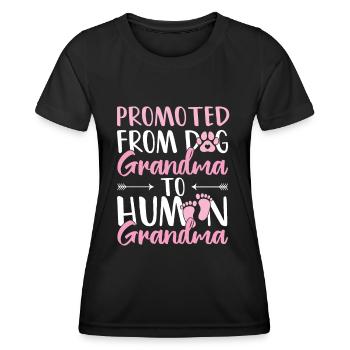 Promoted Dog Grandma Human Grandma Zukünftige Oma - Frauen Funktions-T-Shirt - Schwarz - Vorne - AI Model Female 172 light (172cm)