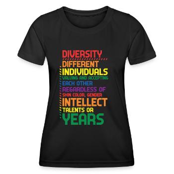 Arc-en-ciel coloré Diversité Définition de la diversité - T-shirt sport Femme - noir - Devant - AI Model Female 172 light (172cm)