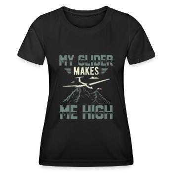 Mon planeur me fait un cadeau de pilote - T-shirt sport Femme - noir - Devant - AI Model Female 172 light (172cm)