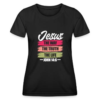 Jésus-Christ Christ Religion chrétienne Don - T-shirt sport Femme - noir - Devant - AI Model Female 172 light (172cm)
