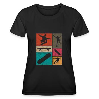 Skateboard Skater Skate Skaten Geschenk - Frauen Funktions-T-Shirt - Schwarz - Vorne - AI Model Female 172 light (172cm)