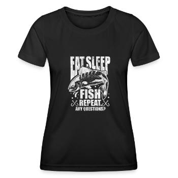 Angler - Frauen Funktions-T-Shirt - Schwarz - Vorne - AI Model Female 172 light (172cm)