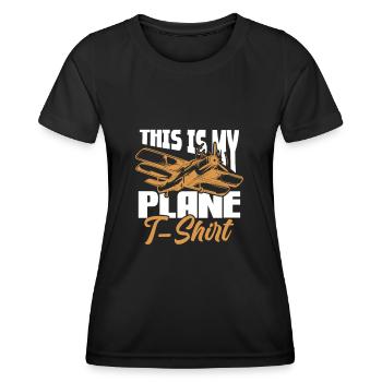 Pilot Flugzeug Fliegen Flieger Geschenk - Frauen Funktions-T-Shirt - Schwarz - Vorne - AI Model Female 172 light (172cm)