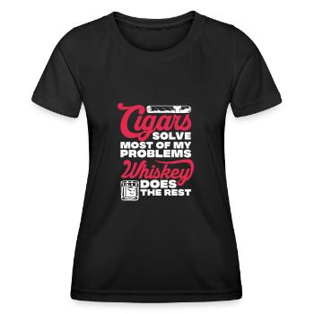 Cigar Whiskey Smoking Smoking Cigar Gift - Women's Functional T-Shirt - black - Front - AI Model Female 172 light (172cm)