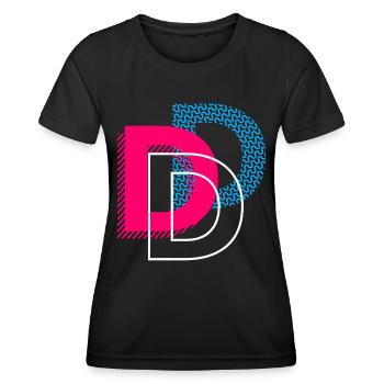 Lettre initiale D - T-shirt sport Femme - noir - Devant - AI Model Female 172 light (172cm)