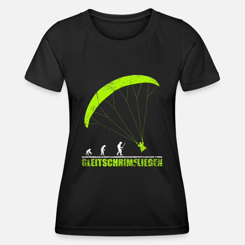 Gleitschirmfliegen Evolution Geschenk - Frauen Funktions-T-Shirt - Schwarz