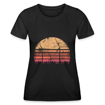 Windrad vintage Umweltschutz Windenergie - Frauen Funktions-T-Shirt - Schwarz - Vorne - AI Model Female 172 light (172cm)