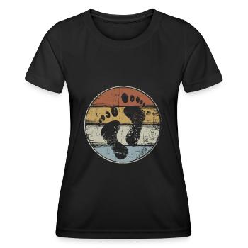 Pieds nus empreinte pieds vintage - T-shirt sport Femme - noir - Devant - AI Model Female 172 light (172cm)