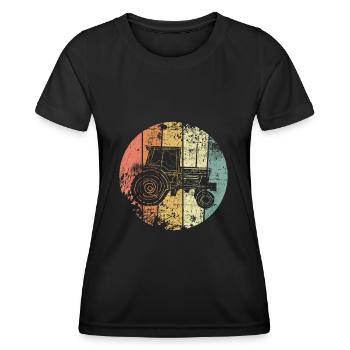 Tracteur Old School Agriculteur - T-shirt sport Femme - noir - Devant - AI Model Female 172 light (172cm)