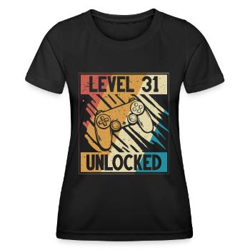 31e anniversaire gamer 31 ans - T-shirt sport Femme - noir - Devant - AI Model Female 172 light (172cm)